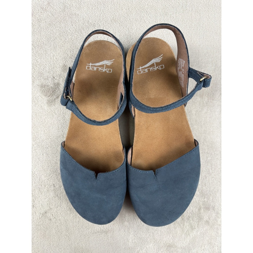 Dansko Kandi Navy Blue Nubuck Leather Ankle Strap Sandals 6025765300 EU 37